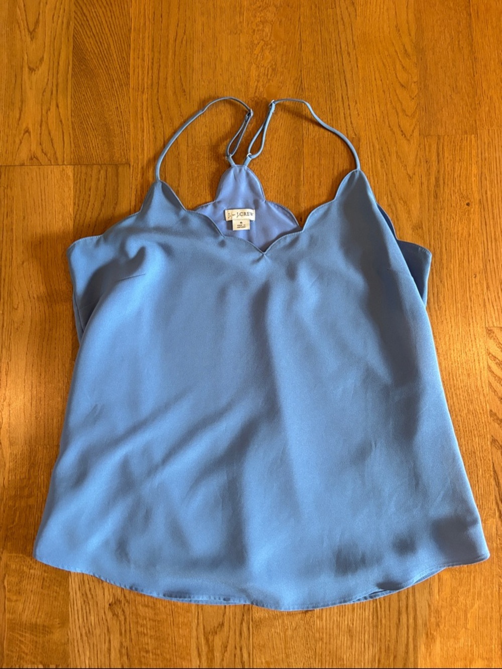 J. Crew Sky Blue Scalloped V-Neck Spaghetti Strap Cami
